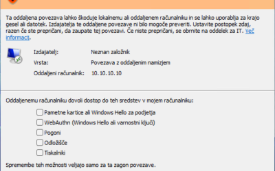 Spremembe pri oddaljenih povezavah RDP
